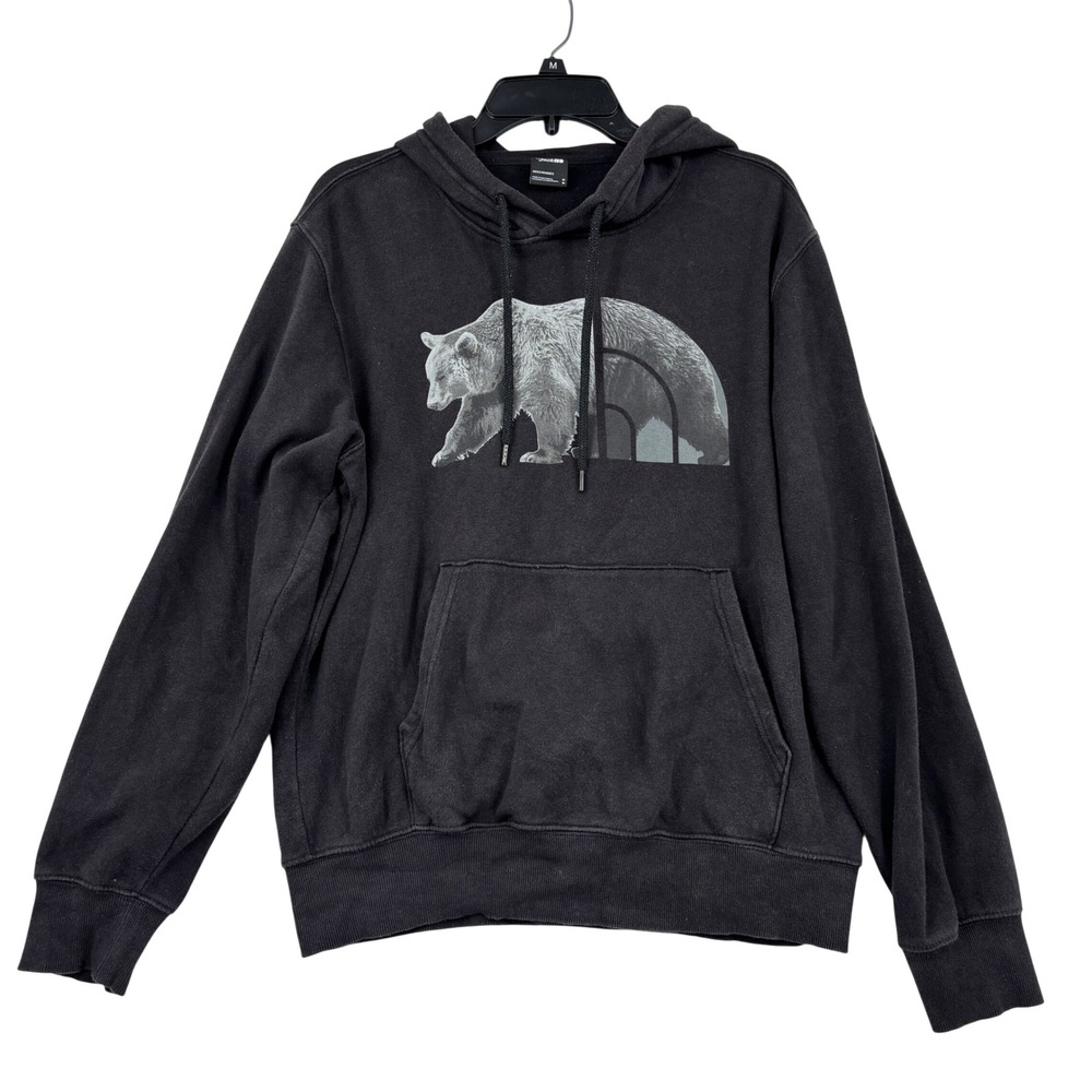 The North Face Grizzly Bear Graphic Sweatshirt Hoodie Mens Size M Black Pullover